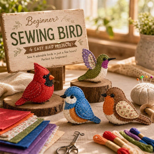🧶Beginner-Friendly🐦DIY Fabric Animal Craft Kit – Creative Handmade Art (No scissors included)