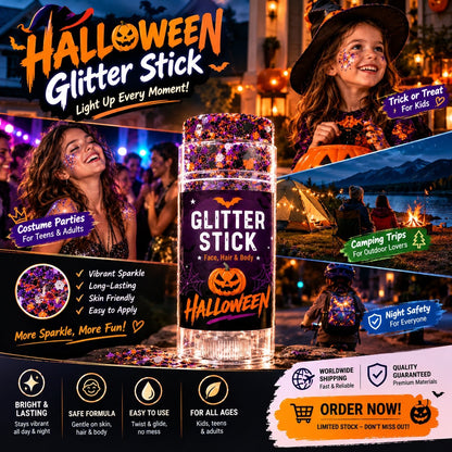 🔥🎃Halloween Glitter Stick for Face, Hair & Body, Sparkle Makeup Accessory