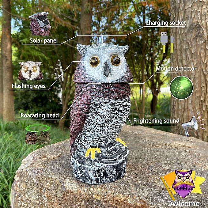 🔥Last 4 hours Sale: Save $30 -🦉Red Solar Owl with Flashing Eyes