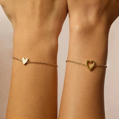 🔥Last Day 50% OFF 💖14K Gold Plated Heart Charm Bracelet Set