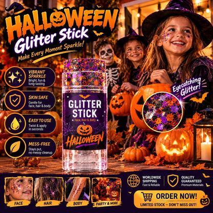 🔥🎃Halloween Glitter Stick for Face, Hair & Body, Sparkle Makeup Accessory