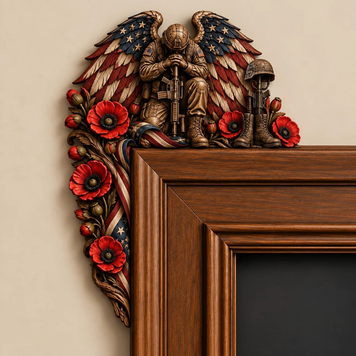 ❤️‍🔥Patriotic American Flag & Cross& Veteran Door Frame Corner Decor