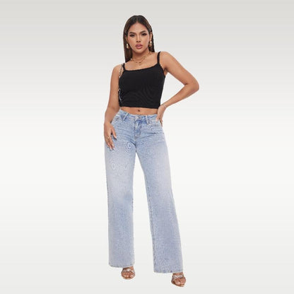 High Rise Vintage Wash High-waisted Top Straight Leg Jeans