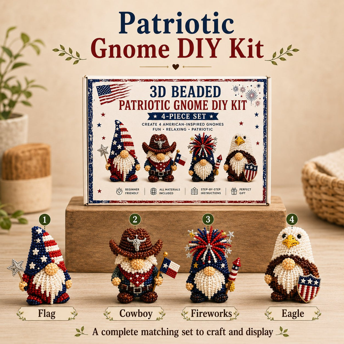 3D Beaded Gnome DIY Kit Collection