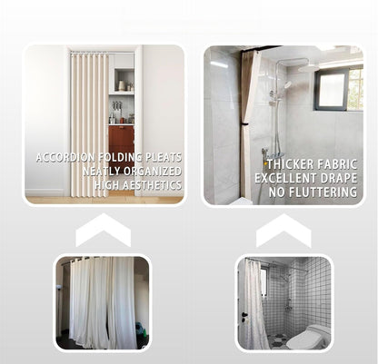Pleated Folding Door Curtain | Accordion Room Divider with Magnetic Closure – Waterproof, No-Drill