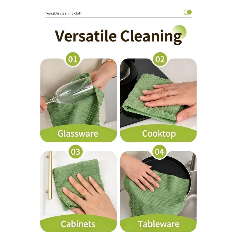 Tearable Plush Cleaning Cloths, 20 Sheets Per Roll, High Absorbency Multi-purpose Kitchen Towels