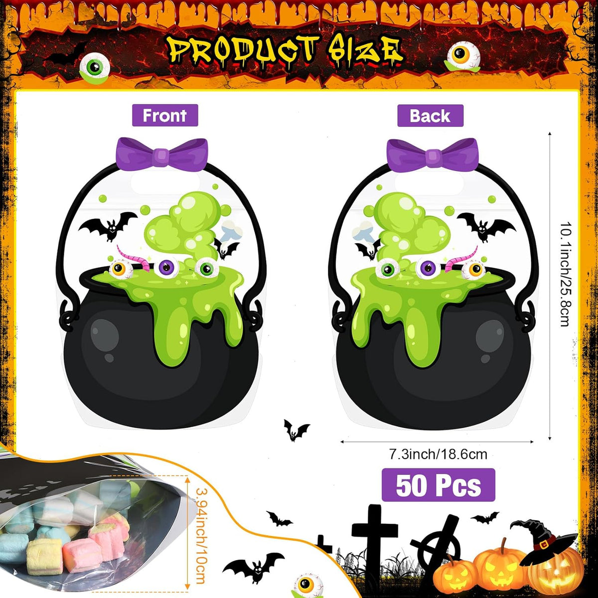 🏆Flash Sale⚡50K+ SOLD! 🎃🍬Original Zipper Halloween Favor Bags