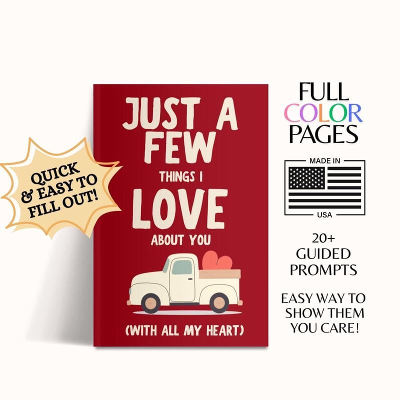 💖✨Just A Few Things I Love About You (With All My Heart) Fill In The Blank Gift Book