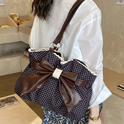 🔥Last Day 49% OFF - 🎀🖤 Trendy Polka-Dot Bow Tote Bag