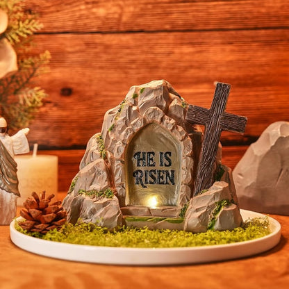✝️ "HE IS RISEN" Empty Tomb Easter Scene LED Light Ornament✨Bring the Light of Resurrection Into Your Home