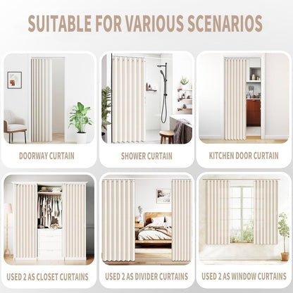 Pleated Folding Door Curtain | Accordion Room Divider with Magnetic Closure – Waterproof, No-Drill