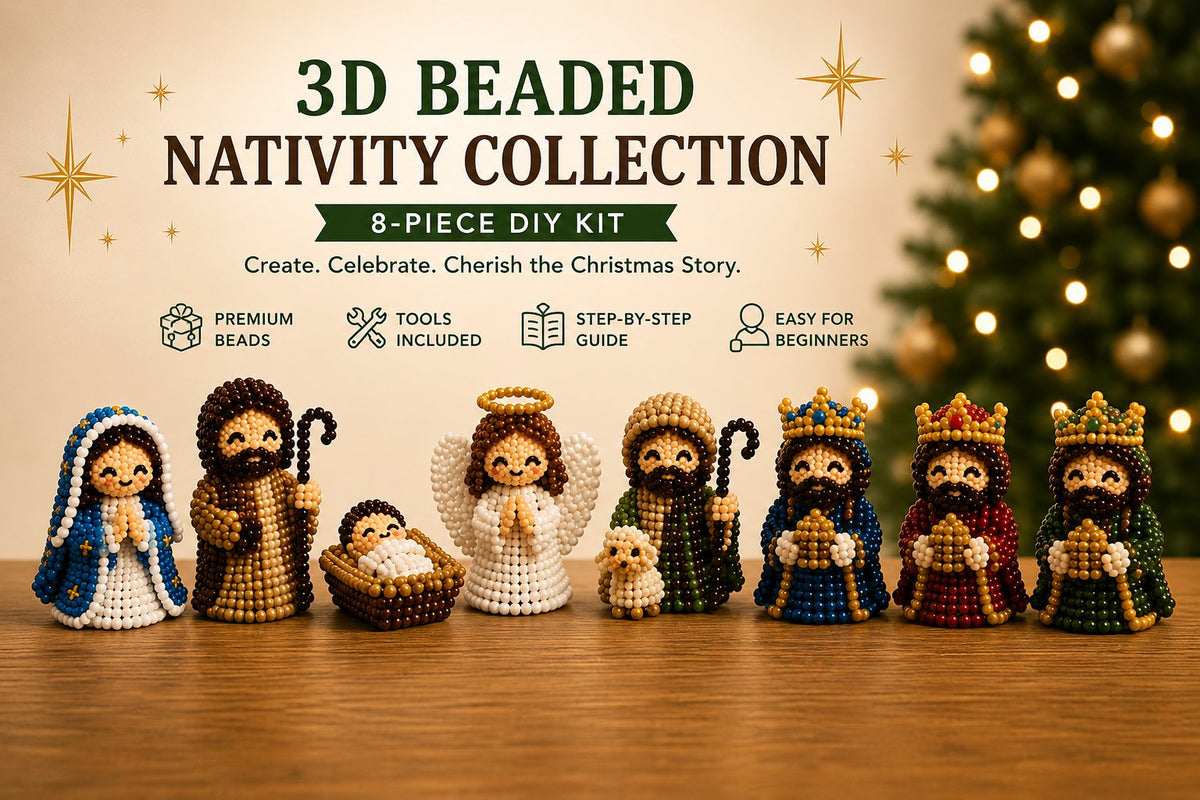✝️3D Beaded Nativity Collection DIY Kit – Handmade Christmas Faith Craft Set (8-Piece Set)
