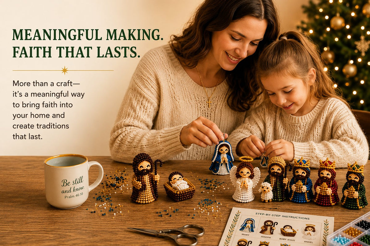 ✝️3D Beaded Nativity Collection DIY Kit – Handmade Christmas Faith Craft Set (8-Piece Set)