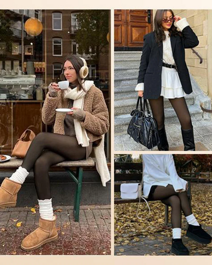 Semi-Transparent Single Seam Fleece Lined Tights