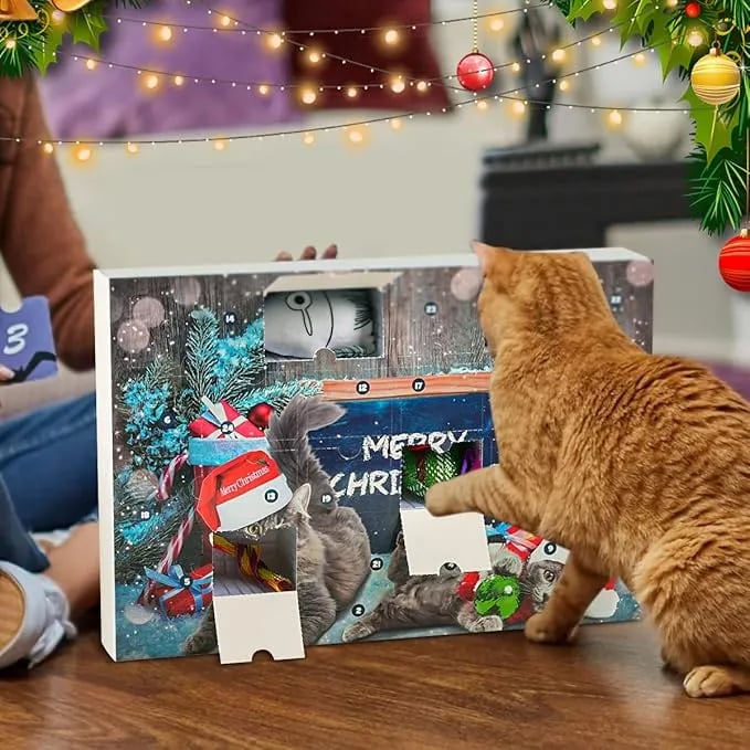 🔥Last 48 hours 57% OFF - 🐱2024 Christmas Countdown Cat Toys Advent Calendar