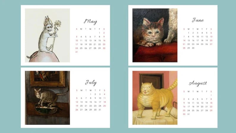 🔥Last Day 50% OFF - Ugly Cats In Renaissance Paintings 2026 Calendar