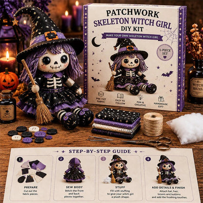 🔥HOT SALE 49% OFF🎃🧙‍♀️Patchwork Skeleton Witch Girl DIY Kit👻🦴