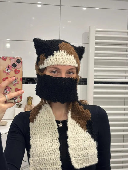 🔥Last Day 50% OFF - 🐾🧶Cozy Up with the Adorable Calico Cat Crochet Scarf