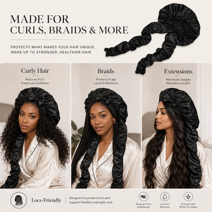 🔥 Silk Bonnet for Long Curly Hair