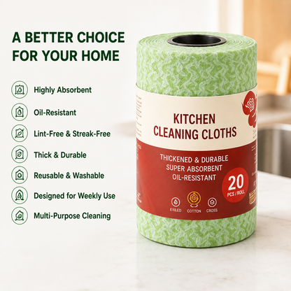 Reusable Kitchen Cleaning Cloths – 20-Piece Tear-Off Roll