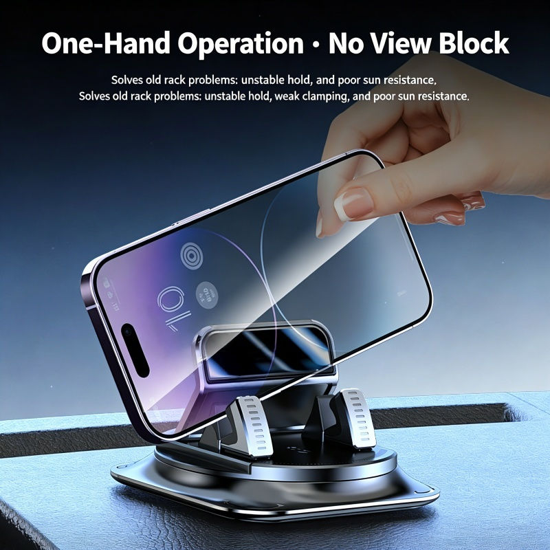 360° Rotatable Car Dashboard Phone Mount, One Hand Operation Auto Cell Phone Holder for 4-7 Inch Smartphones