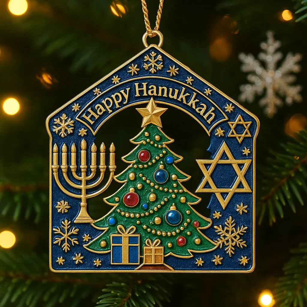 🔥Festival of Lights Ornament – Honoring the Spirit of Hanukkah & Christmas