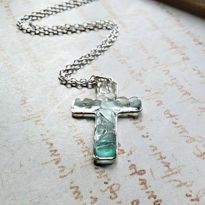 Sea Glass Cross Necklace