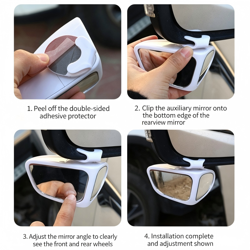 360-Degree Car Blind Spot Mirrors: Wide-Angle Reversing Auxiliary Mirrors for Front and Rear Wheels, Ultra-Clear Reflectors