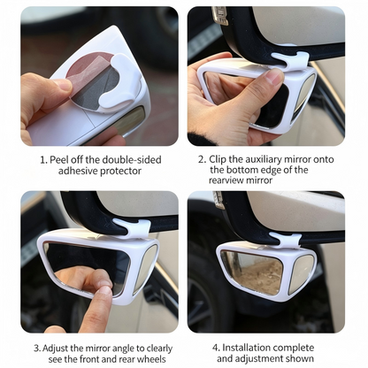 360-Degree Car Blind Spot Mirrors: Wide-Angle Reversing Auxiliary Mirrors for Front and Rear Wheels, Ultra-Clear Reflectors