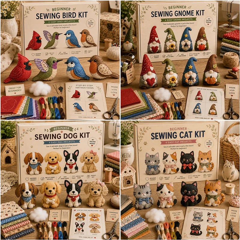 🧶Beginner-Friendly🐦DIY Fabric Animal Craft Kit – Creative Handmade Art (No scissors included)