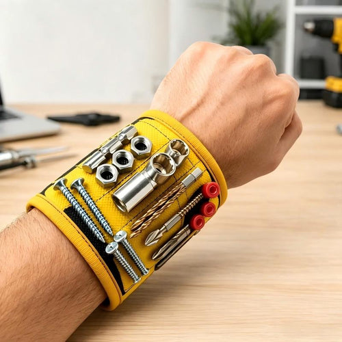 Magnetic Tool Storage Wrist Band with Thumb Wrap Strong Adsorption for Metal Parts