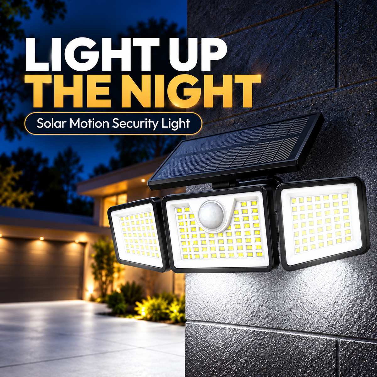 💡 Three-Head Solar Motion Security Light | Adjustable Outdoor Wall Light
