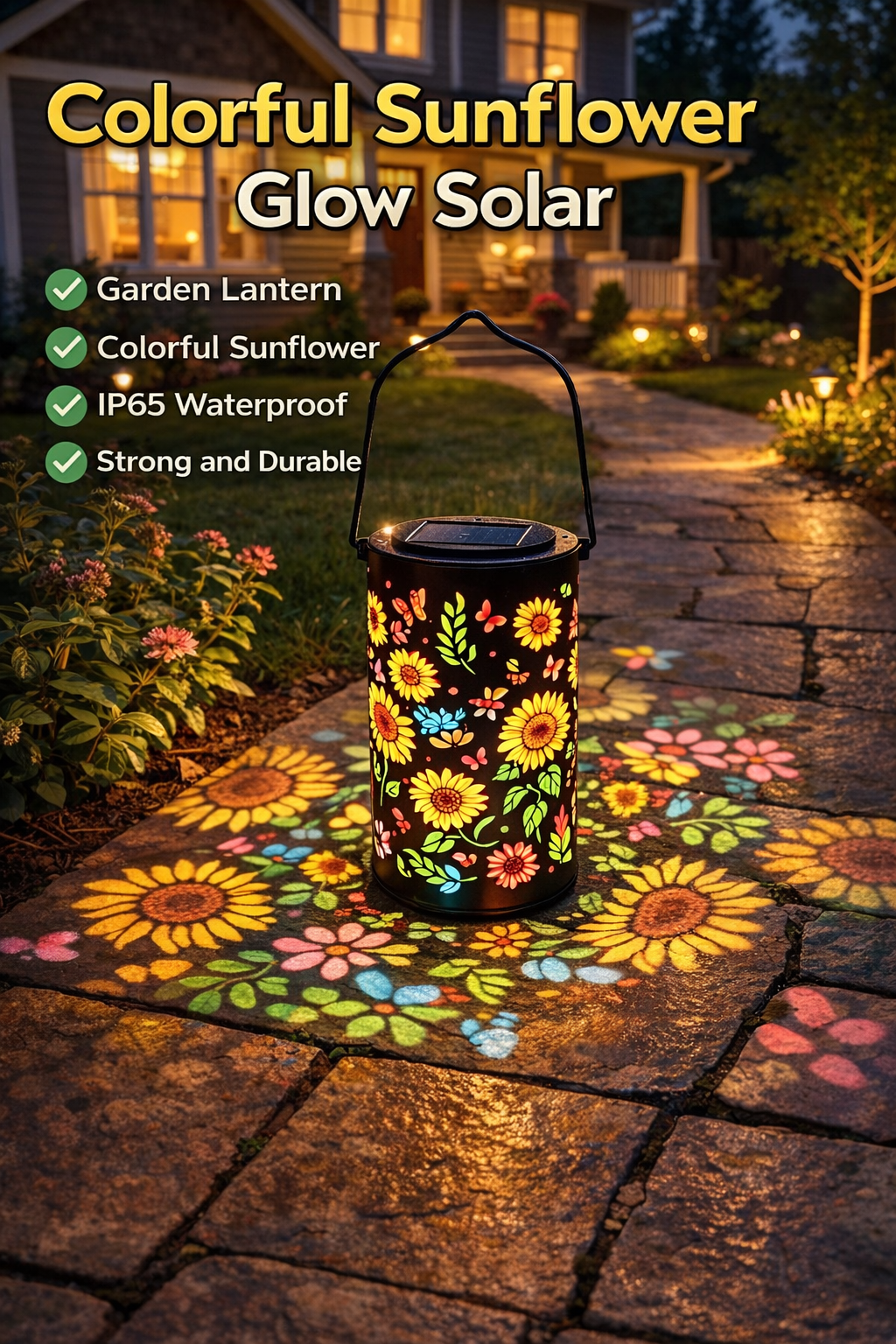 Colorful Sunflower Glow Solar Garden Lantern