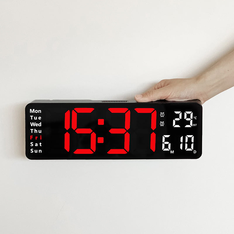 ⚡Prime Day Sale⚡13" Large Digital Clock with Temperature, Date, Auto DST, Night Light, Auto Brightness Dimmer