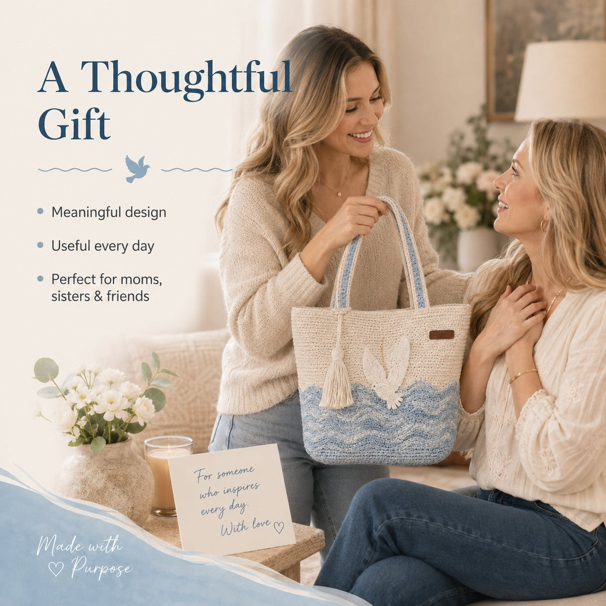🔥Last Day 49% OFF - ✝️Handcrafted Faith-Inspired Dove Crochet Shoulder Bag