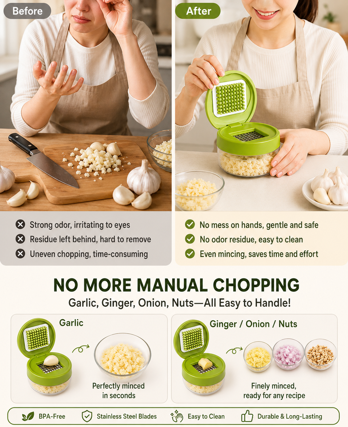 🧄 Press-Type Mini Garlic Dicer, Multi-Purpose Vegetable Cube Cutter for Kitchen Prep &amp; Baby Food