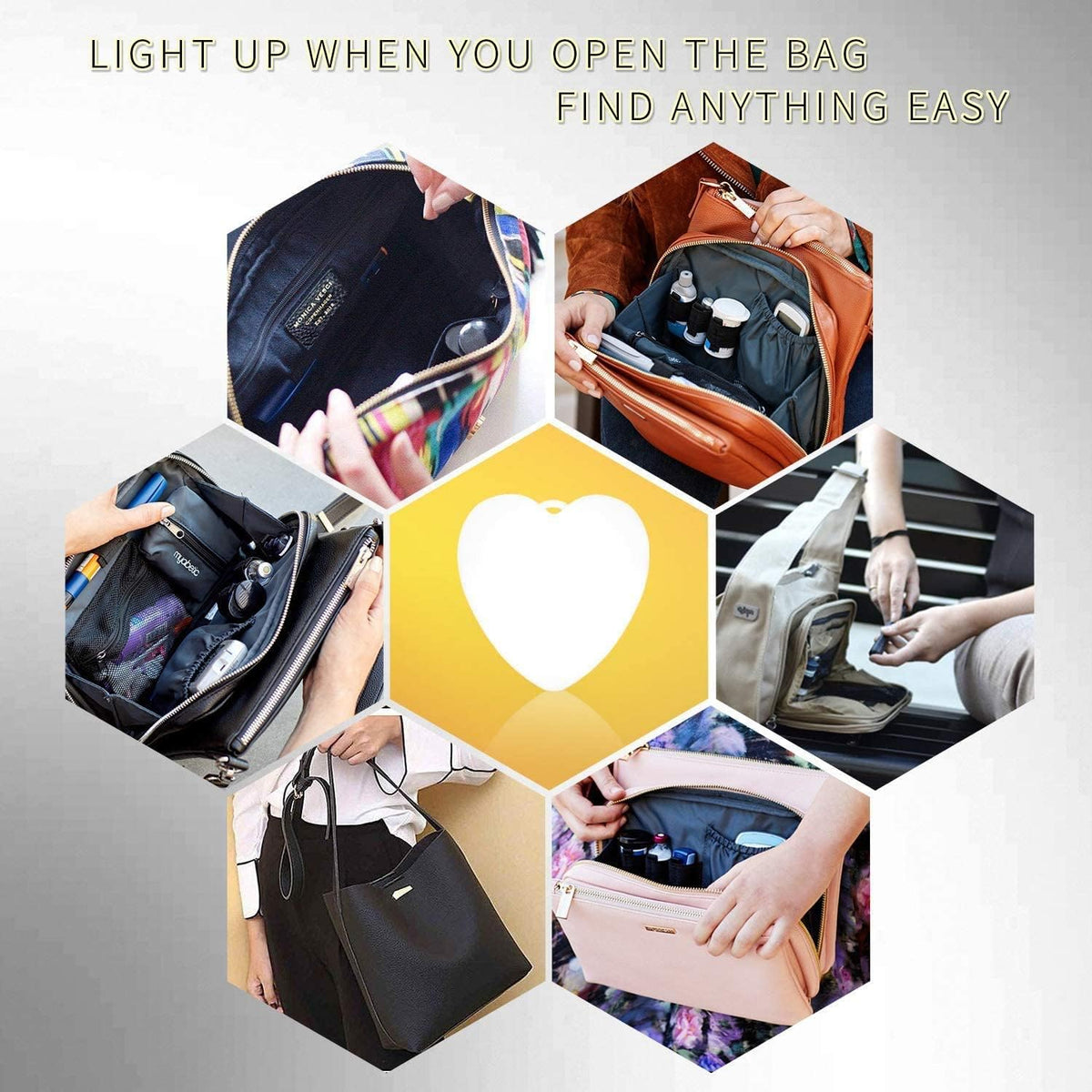 🔥Last 4 hours Sale: Save 50% -❤️Heart Sensor LED Handbag Light