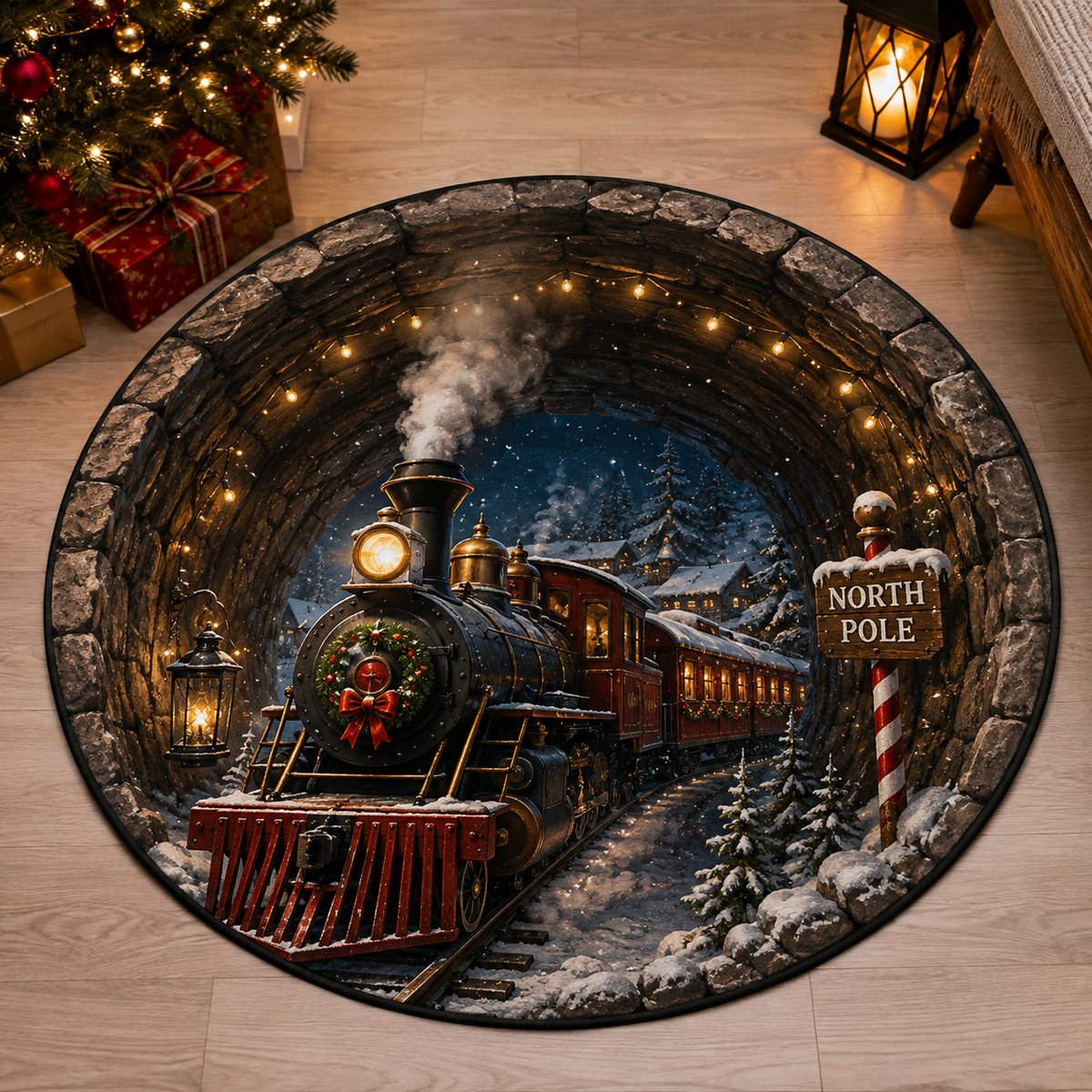 🎄🔥 Christmas 3D Illusion Rug – Magical Holiday Portal Floor Decor