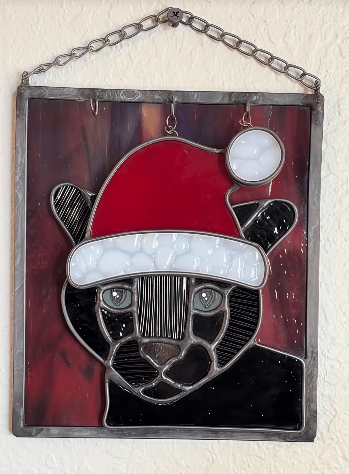 🔥Last Day 49% OFF -  🐆✨Stained Glass Black Cat Suncatcher Window Hanging Decor, Interchangeable Hat Design