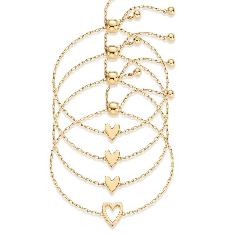 🔥Last Day 50% OFF 💖14K Gold Plated Heart Charm Bracelet Set