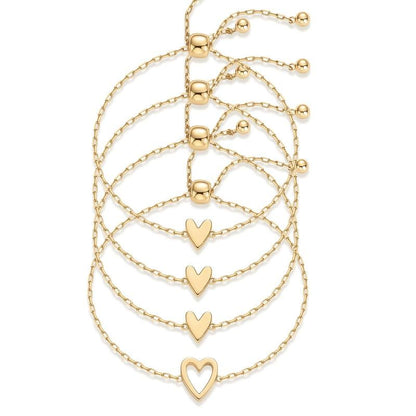 🔥Last Day 50% OFF 💖14K Gold Plated Heart Charm Bracelet Set