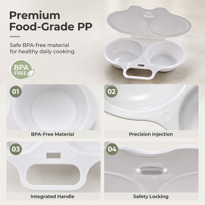 🥚✨! Dual Cavity Microwave Egg Poacher – Quick oil‑free cooking, food‑grade PP & versatile. Perfect for busy mornings – healthy breakfast in minutes! ⚡🍳