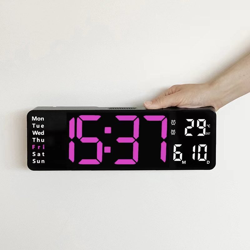⚡Prime Day Sale⚡13" Large Digital Clock with Temperature, Date, Auto DST, Night Light, Auto Brightness Dimmer
