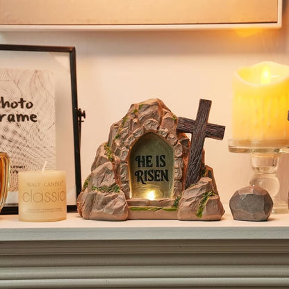 ✝️ "HE IS RISEN" Empty Tomb Easter Scene LED Light Ornament✨Bring the Light of Resurrection Into Your Home