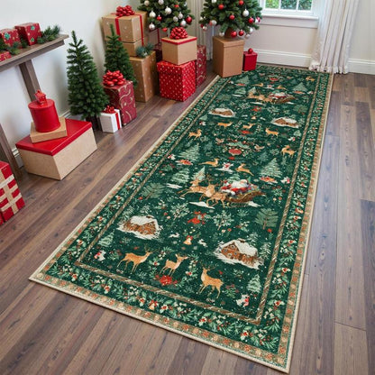 🔥LAST DAY 49% OFF🦌🎄🎅⚡Christmas Deer Santa Long Rug