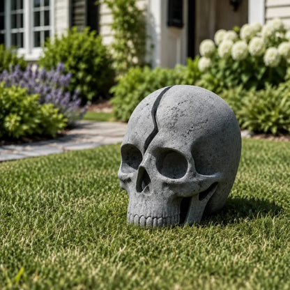 💀 Cracked Skull Solar Garden Light