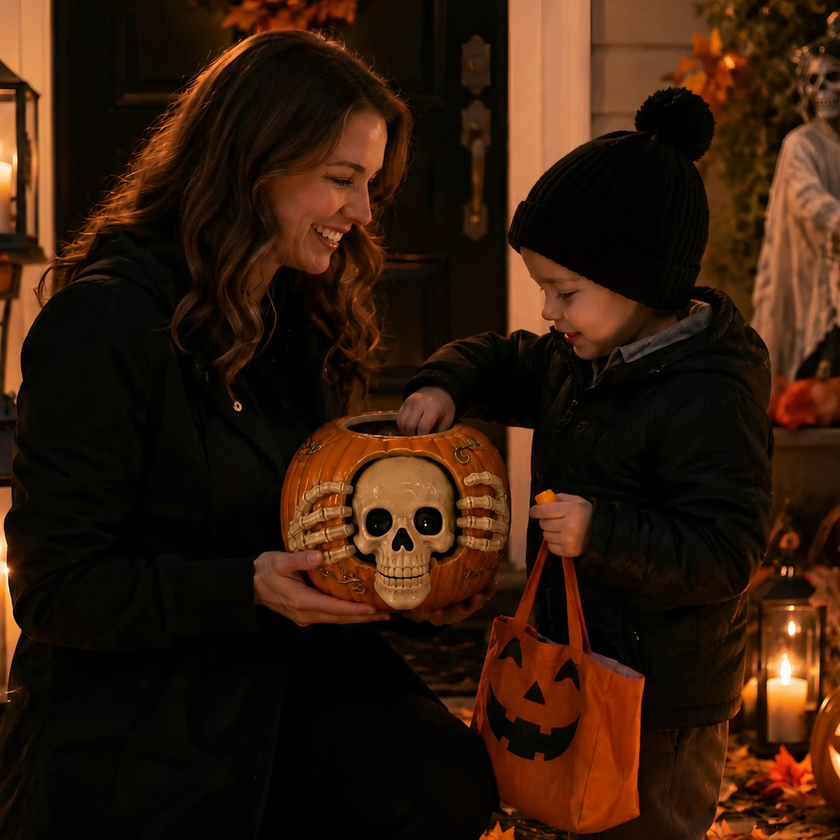 🔥Last Day 49% OFF - 🎃💀🍬Trick-or-Treat | Skull Pumpkin Candy Jar