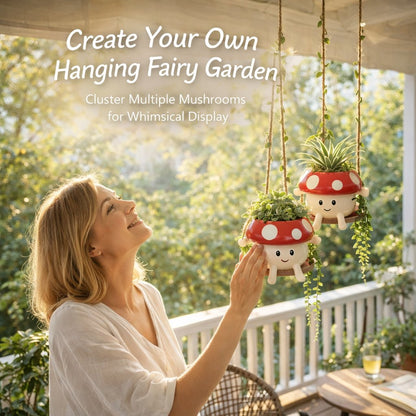 🍄 Whimsical Ceramic Mushroom Hanging Planters 🌼