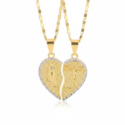 🔥Last Day 49% OFF - 🙏Virgin Mary Layered Heart Combination Prayer Couple Necklace