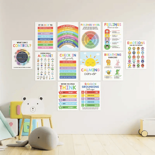 ✨📚12-Calm Poster Set – Teach Emotions & Self-Regulation in Any Classroom or Therapy Space🌈